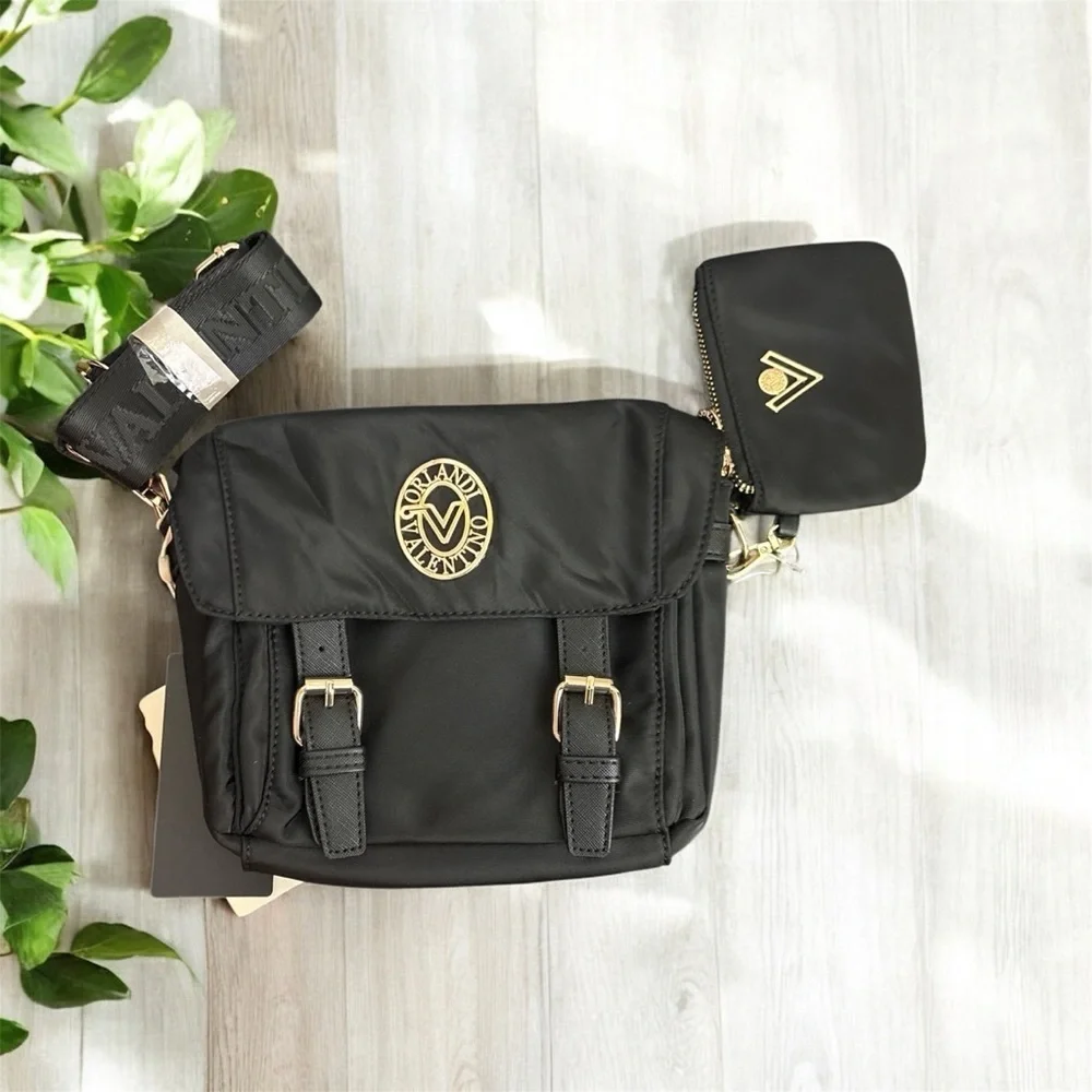 🛑🆕🛑 Valentino Orlandi Black Crossbody Bag with Gold Accents